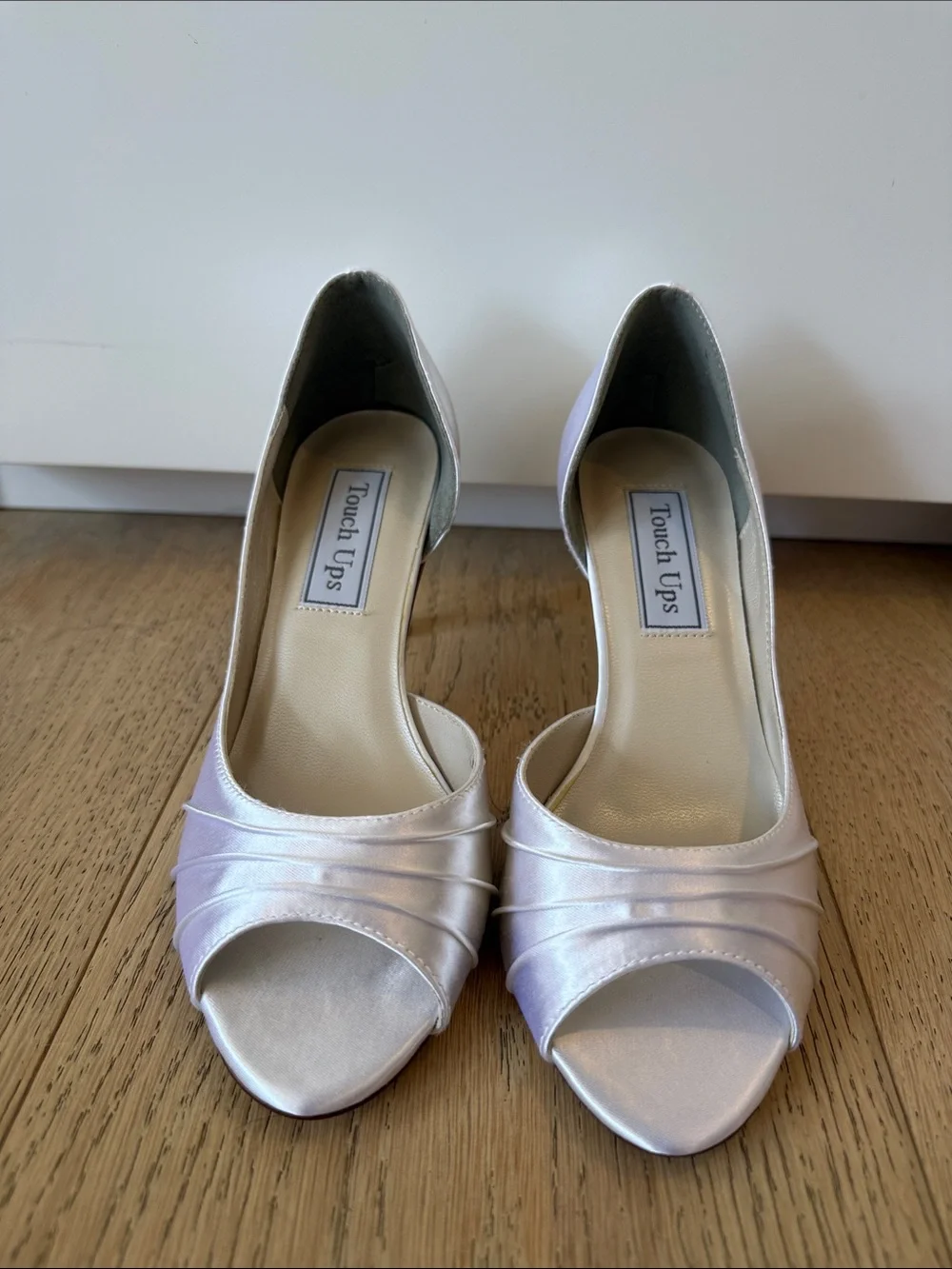 Satin white wedding heels